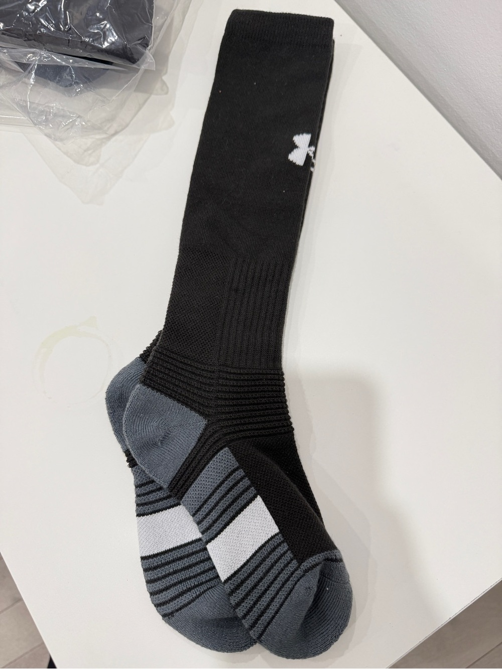 Under Armour Black Crew Athletic Socks with Gray Accents